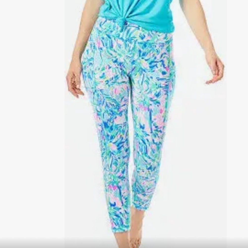 Lilly Pulitzer weekender high-rise midi legging blue Ibiza cabana cocktail NWT